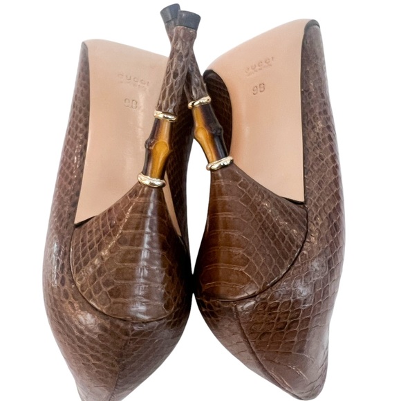 Gucci brown python leather bamboo heel pumps - Picture 7 of 8